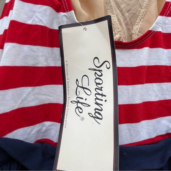 NWT Vtg Sporting Life Patriotic Nautical Style One Piece Swimsuit/Playsuit - 16 - Picture 5 of 9